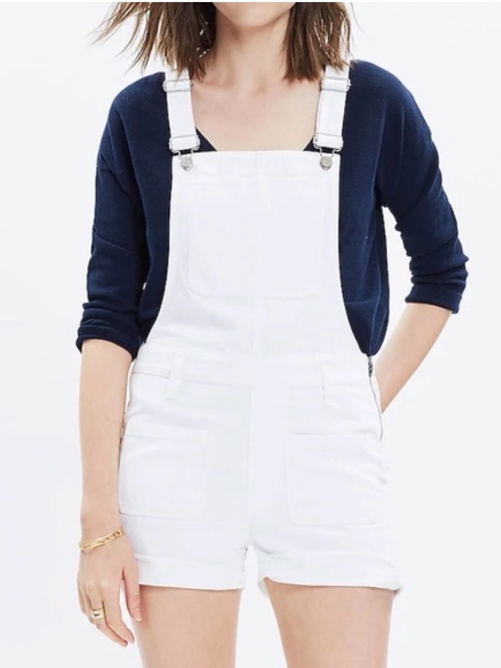 Madewell Adirondack Short Overalls White Size Large